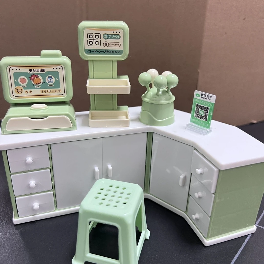 迷你超市收银台仿真过家家小孩玩具娃娃屋微缩展示柜模型摆件