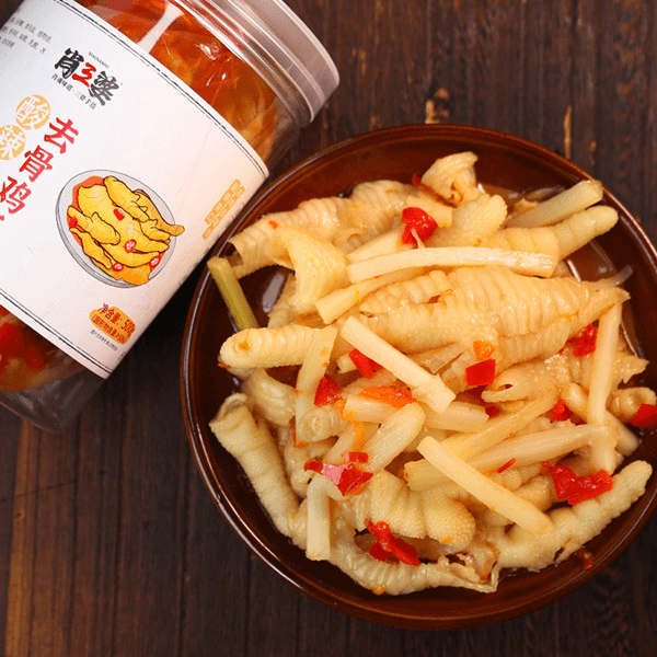 肖三婆酸辣去骨鸡爪500g*2罐解馋零食小吃罐装无骨鸡爪