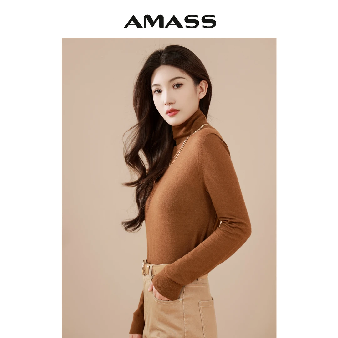 阿玛施 基础百搭纯色无高领阿阿玛施黑色针织