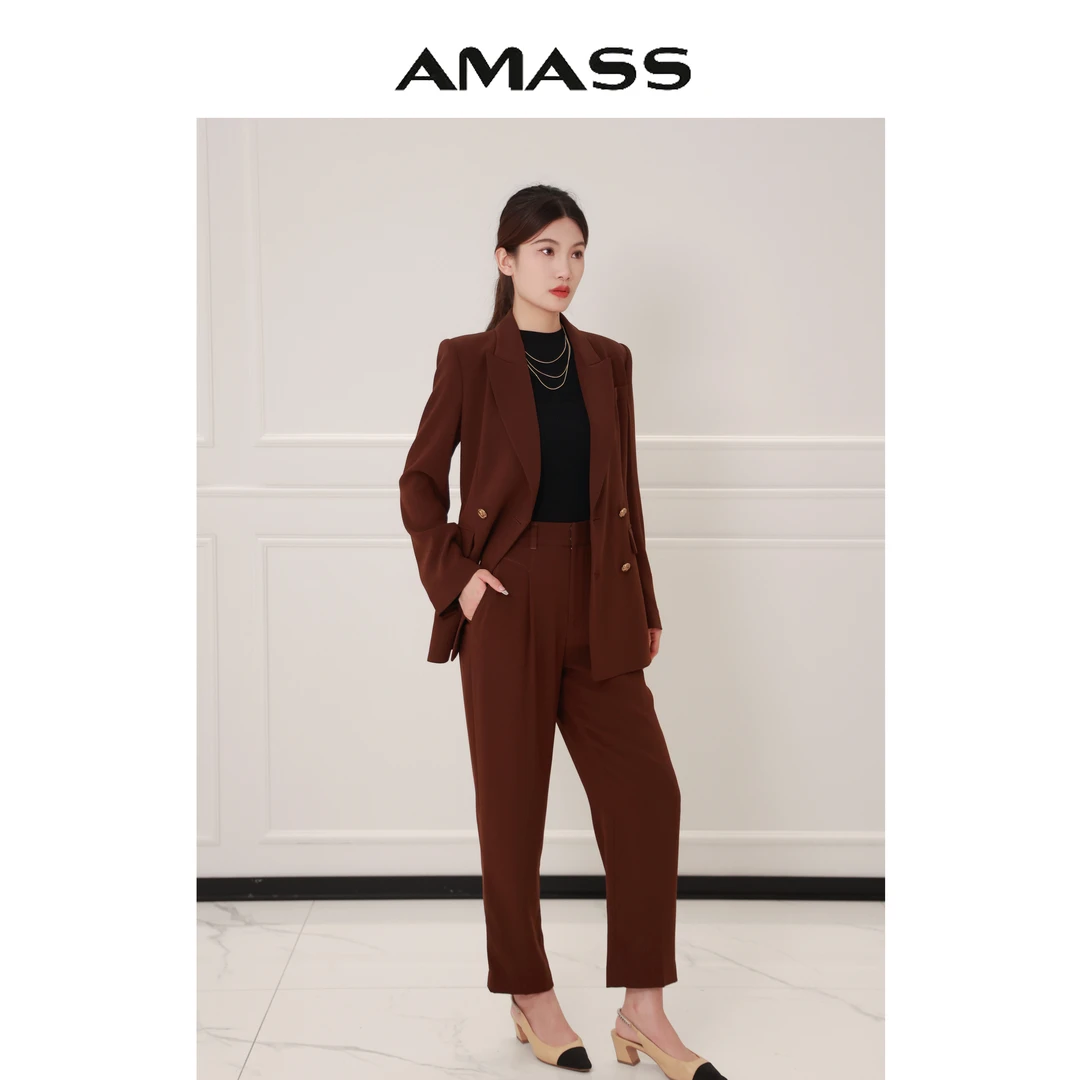 阿玛施新款西装5400773气质职业西装裤套装女通勤干练