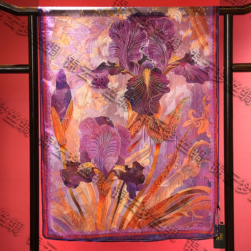 锦云梦【花飞蝶舞】C505 70*180国风气质百搭复古时尚古风夏季丝巾