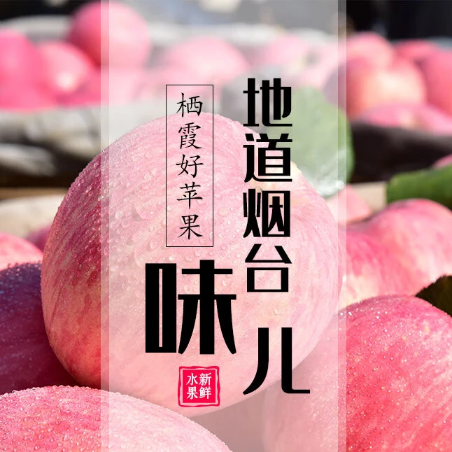 山东烟台栖霞红富士苹果脆甜多汁80-85果净重8.5斤