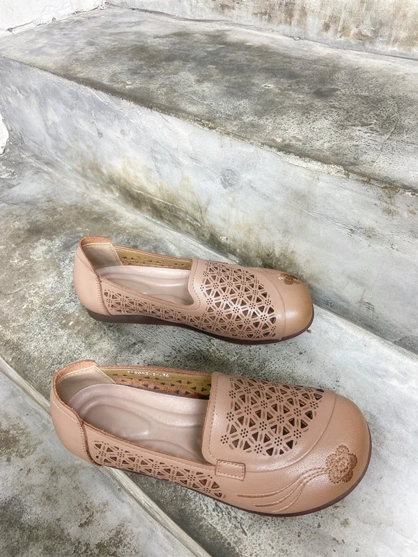 9883-1休闲百搭软底牛皮一脚蹬妈妈鞋