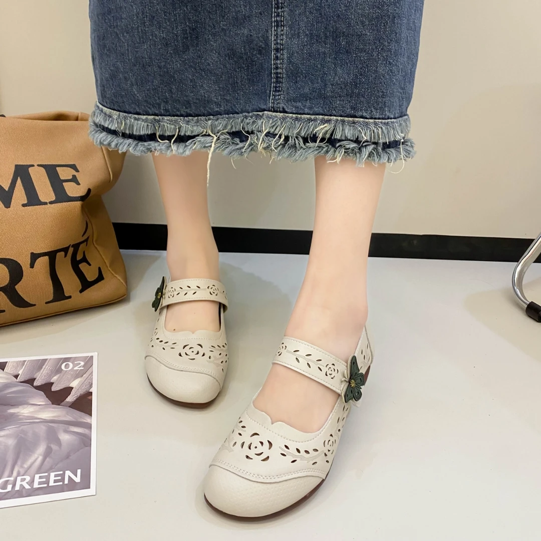 6019夏季镂空高跟百搭洞洞鞋妈妈鞋