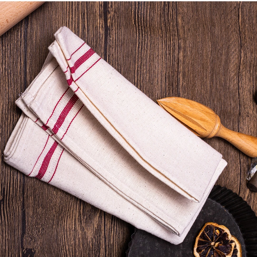 原棉红条无漂白纯棉自然风格大尺寸加厚餐巾餐垫家用