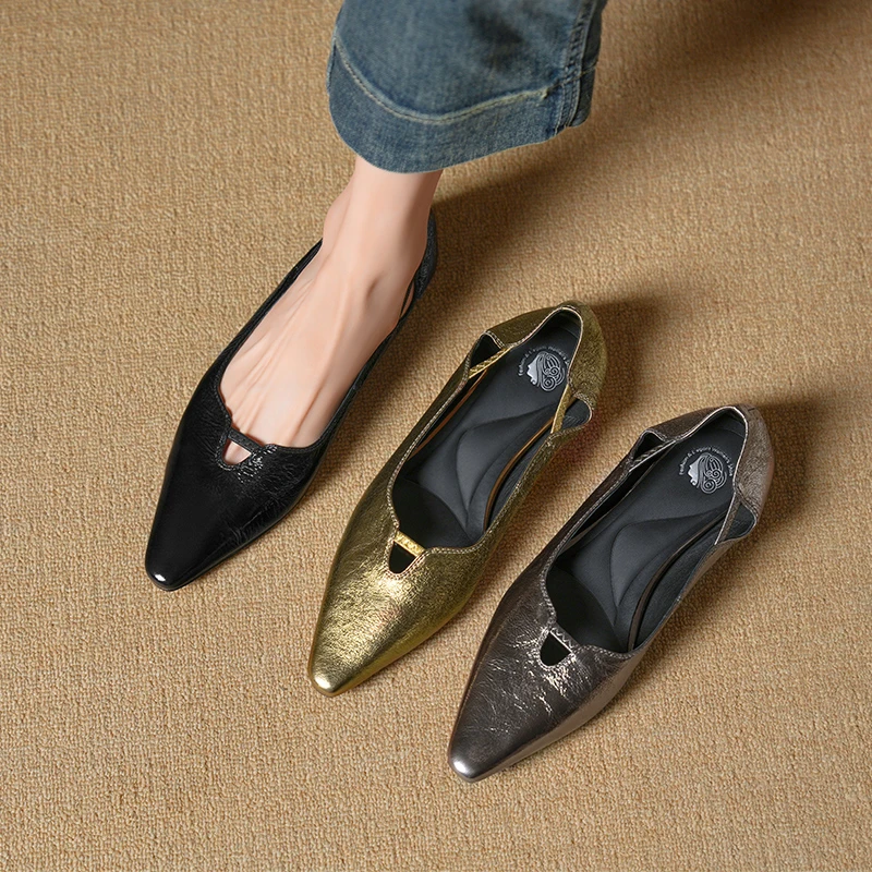 羊皮/跟高2.5CM/2024新款秋季单鞋尖头平底鞋春秋气质百搭软底