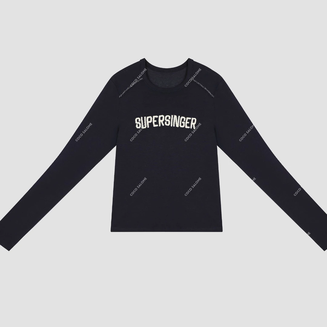 安安推荐【蔚蓝】撞色轻盈柔软显瘦打底衫BL-CXW51122115Y