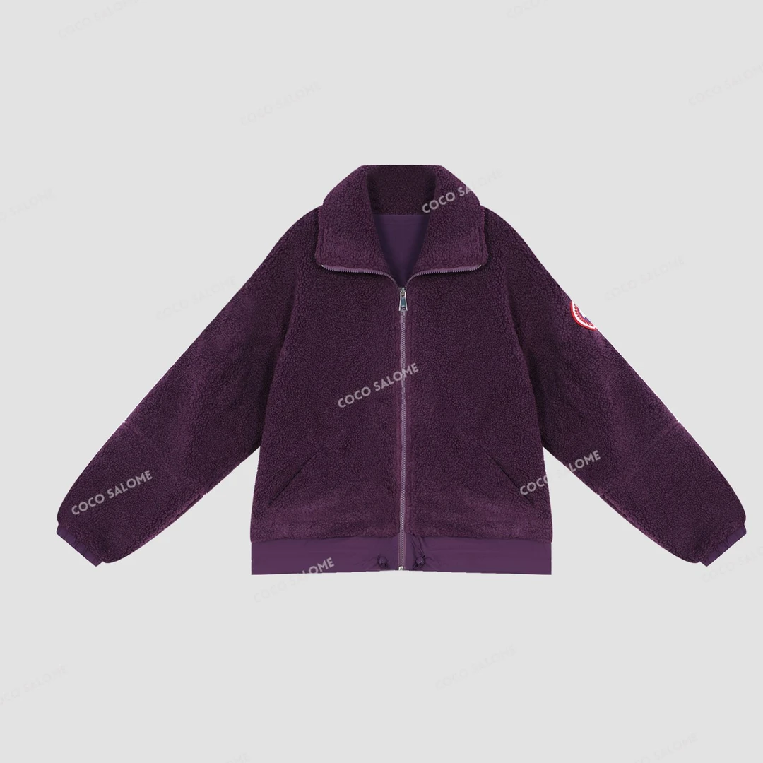 安安推荐【紫霞仙子】摇粒绒拼接抽绳立领百搭外套HZY24D50358-WT