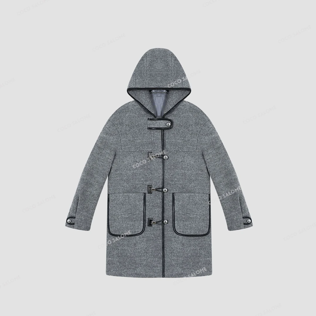 安安推荐【冰川灰】100%羊毛长款宽松柔软大衣外套BW24D50686-WT