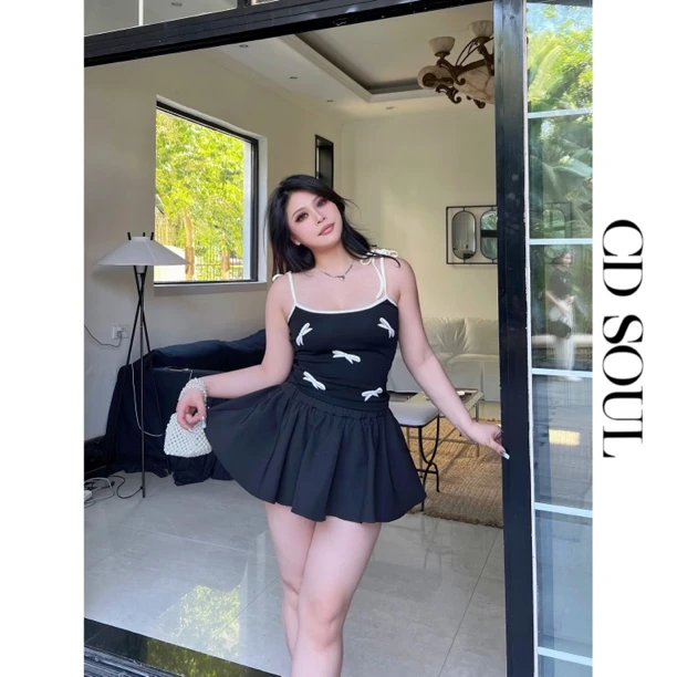 【PPEIQI】"海派甜心"微胖大码辣妹夏季显瘦蝴蝶结绑带吊带背心