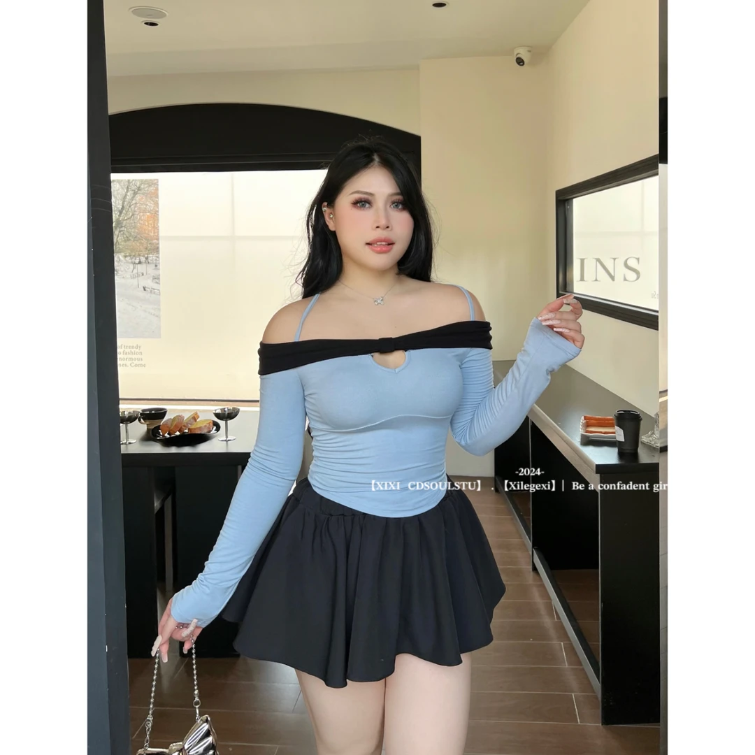 【PPEIQI】"蔚蓝海岸"微胖大码收腰显瘦蓬蓬半身裙