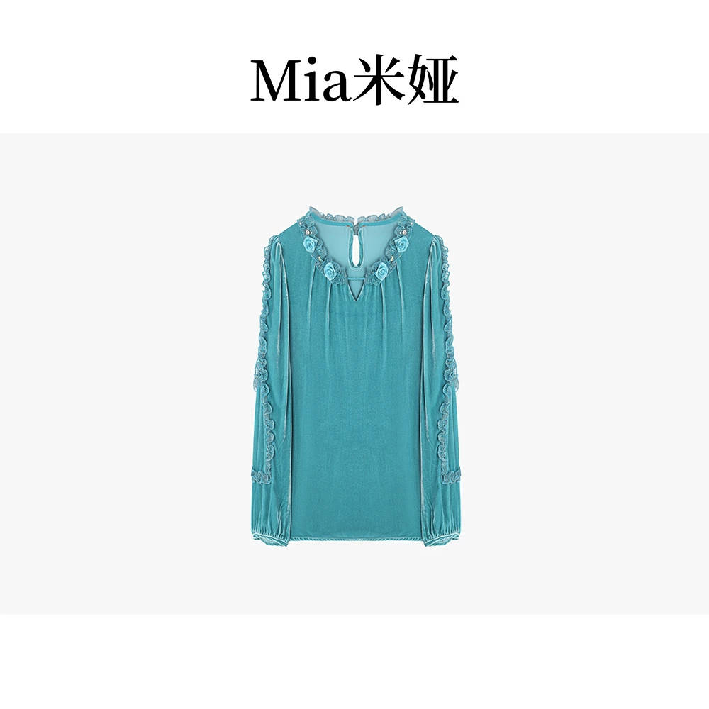 【花仙子】2025春季新款高贵上档次女装百搭气质金丝绒衬衫 DY4938