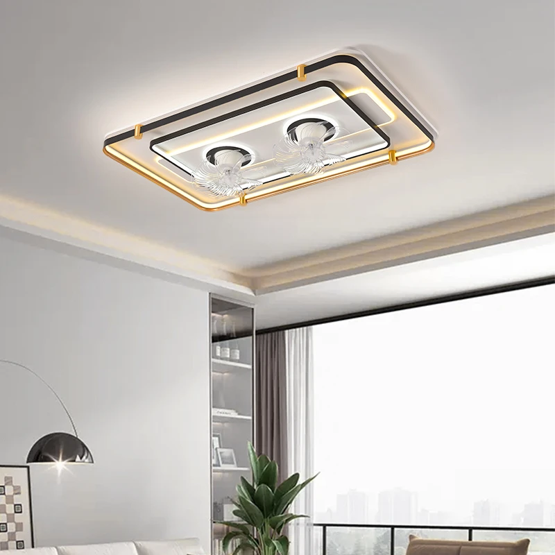 风扇吸顶灯客厅灯轻奢2024新款大气波浪摇头现代简约大厅主灯具