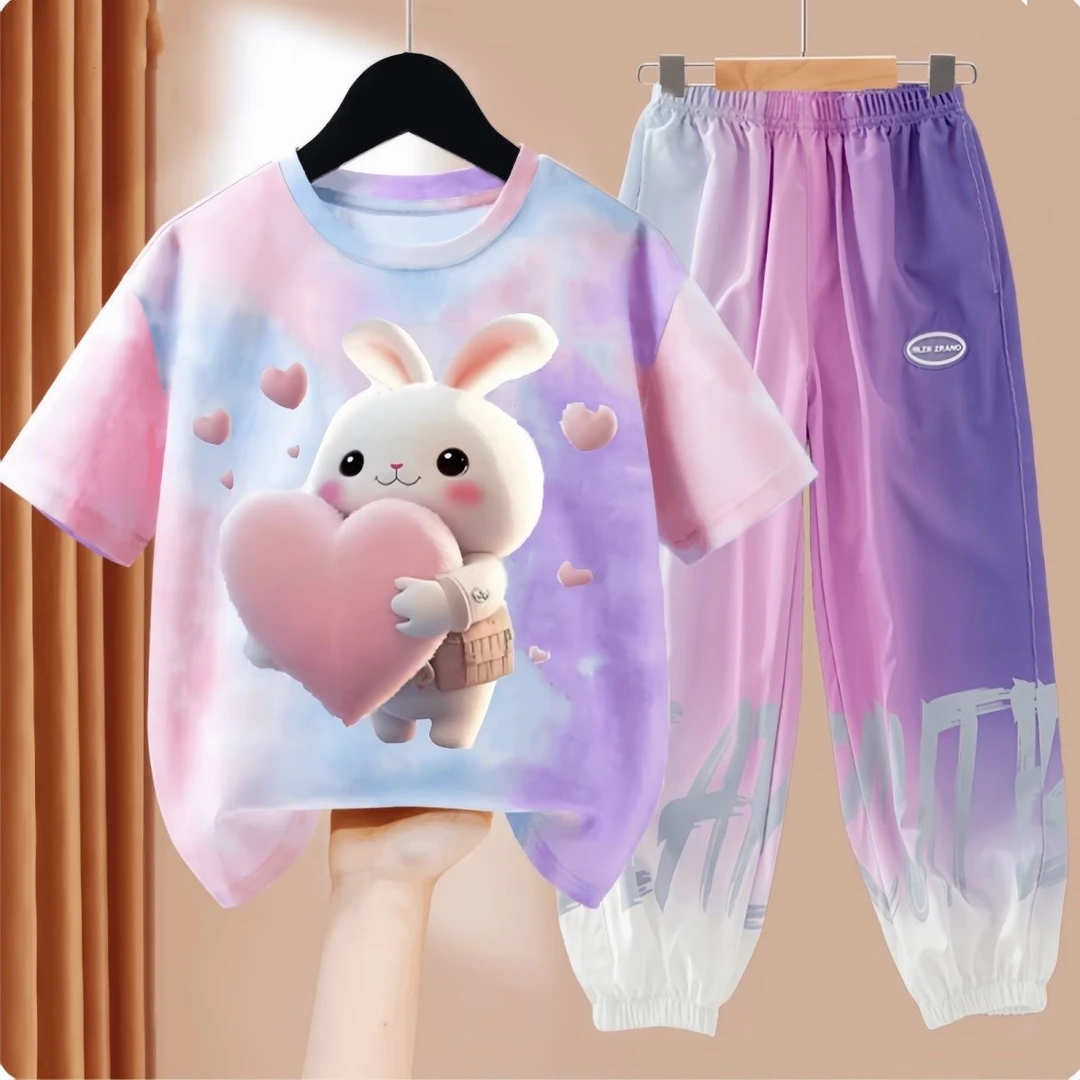 女童运动套装儿童夏季新款洋气时髦童装女孩休闲运动夏装裤子大童