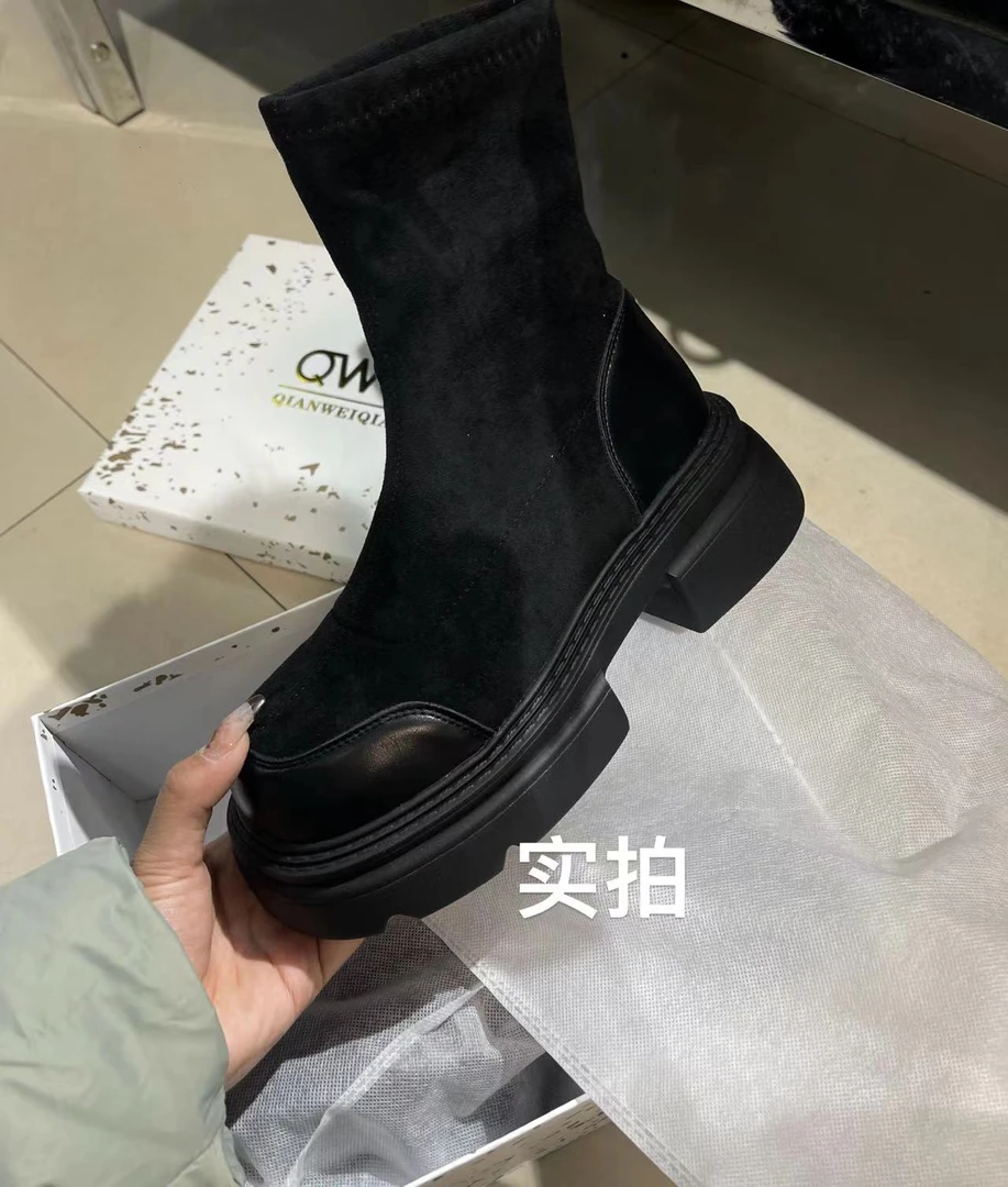 【代莹优选】2033-2中筒绒面靴子
