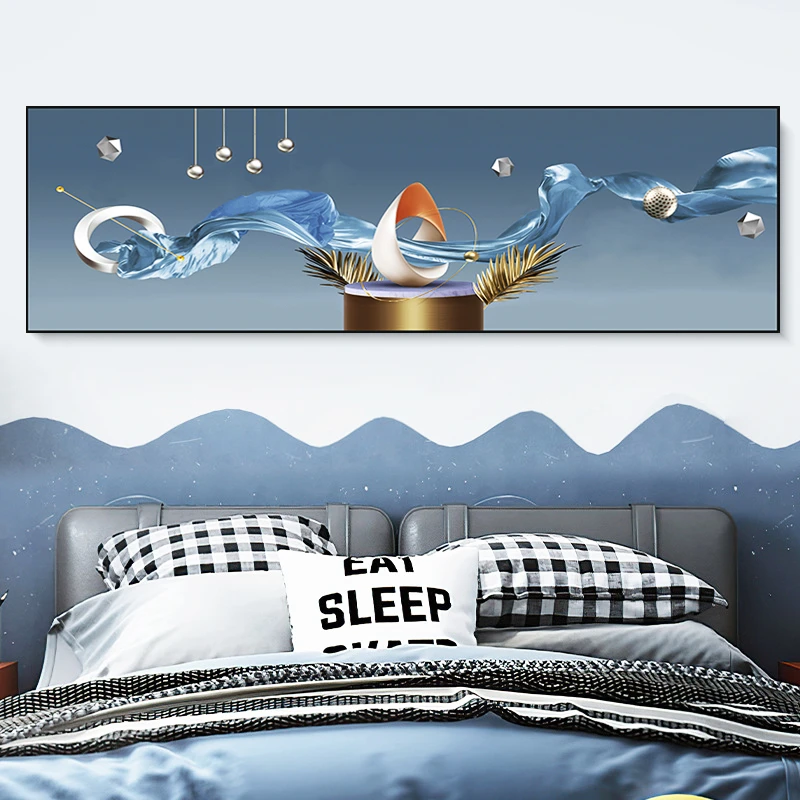 卧室床头装饰画自粘贴壁画风景画客厅沙发背景墙贴横版整张壁纸