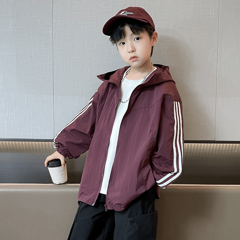 秋季新款男童儿童夹克2024中大童休闲帅气运动三条杠潮流款外套