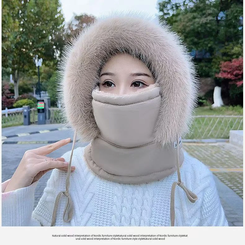 冬季加绒加厚保暖雷锋帽子男女护耳防风围脖帽子一体户外骑行骑车