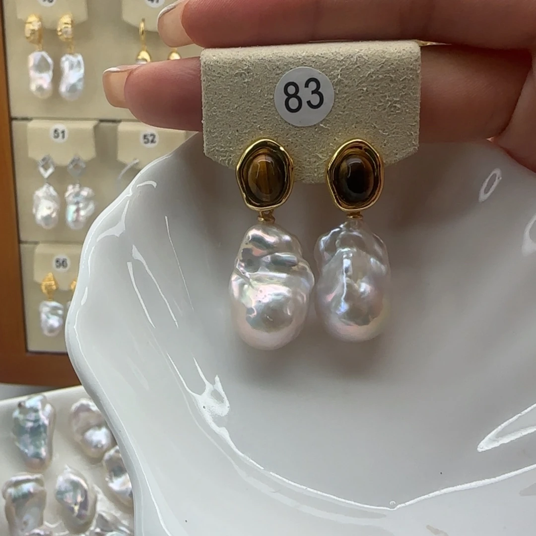 淡水珍珠耳饰银S925镶嵌