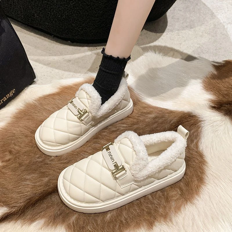 豆豆鞋女冬季加绒外穿2023新款百搭厚底保暖棉鞋一脚蹬毛毛女鞋5