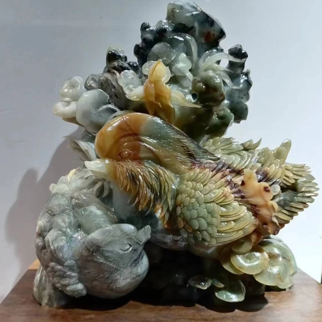 百年好合精品玉雕鸳鸯摆件