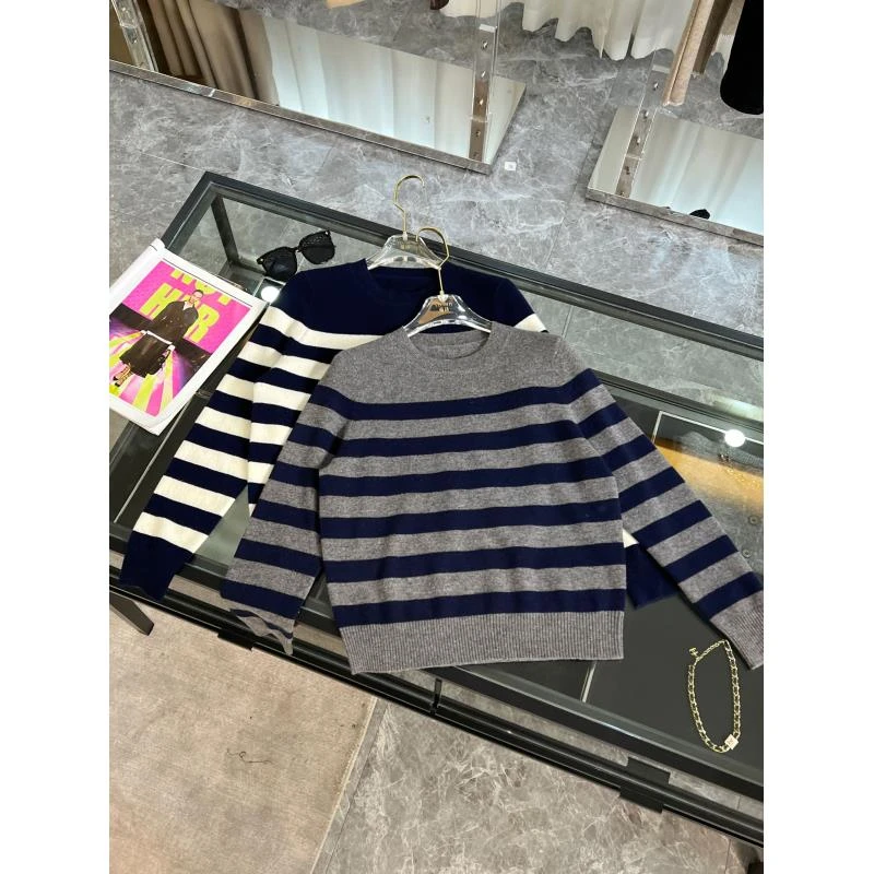 【羊毛条纹*】百搭显瘦绵羊毛混纺 经典条纹针织衫毛衣