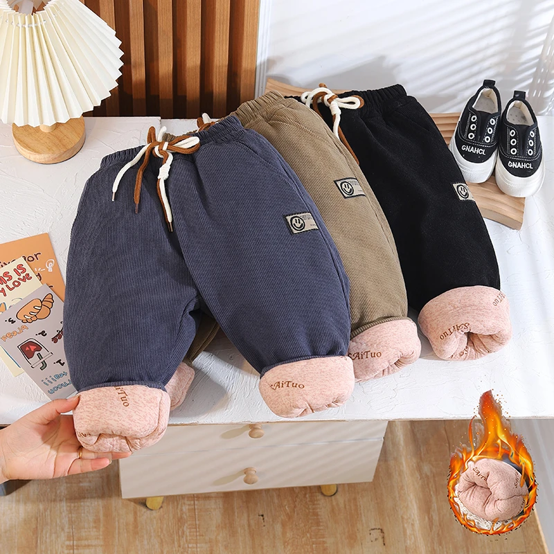 四层加棉冬季加厚儿童棉裤男女童一条过冬外穿裤子防风裤保暖长裤