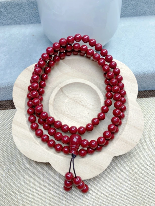 含辰砂工艺品保真朱砂】天然紫金砂6mm项链多圈手串