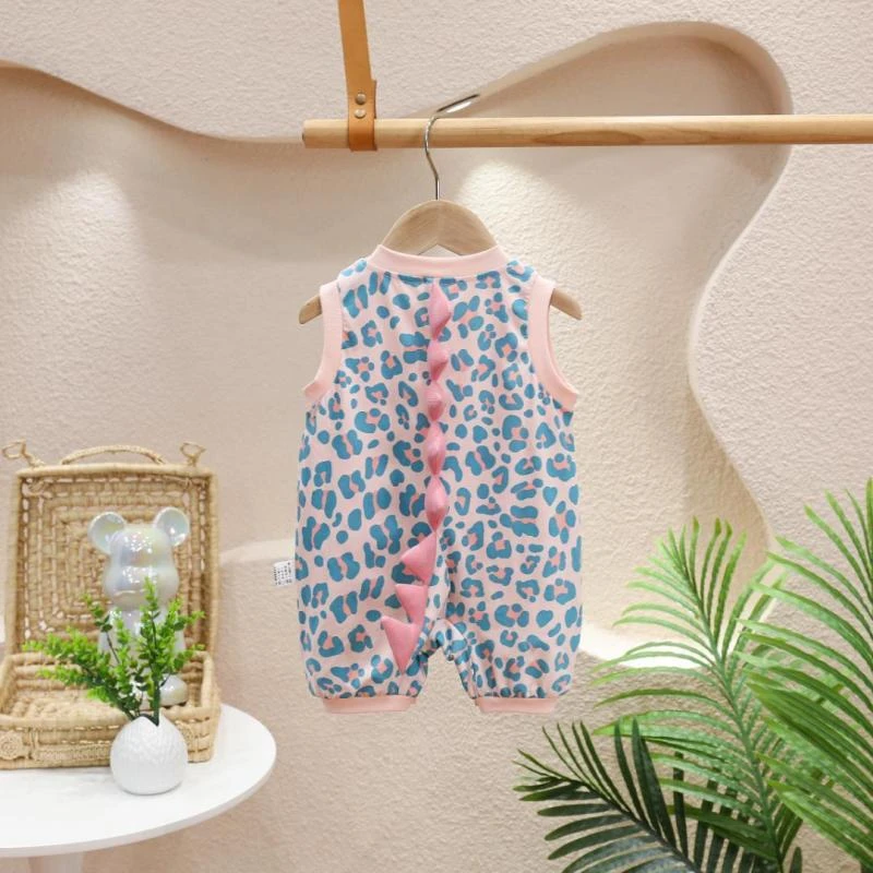 新款幼儿夏季碎花无袖背心薄款男女宝宝连体衣新生儿外出洋气爬服