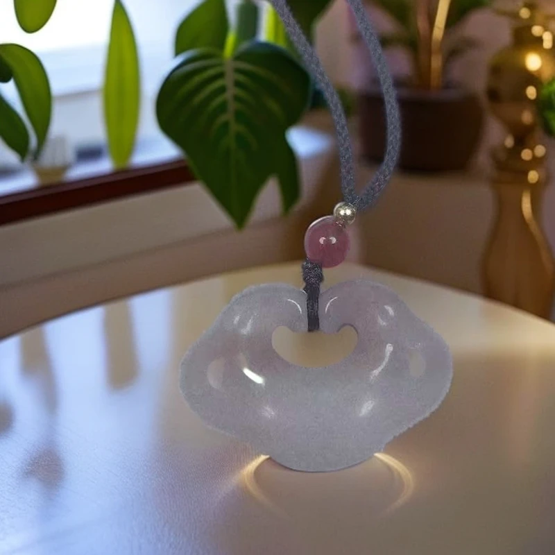 金丝玉天然桃花酿祥云锁34mm如意锁古风禅意吊坠饰品复古挂坠