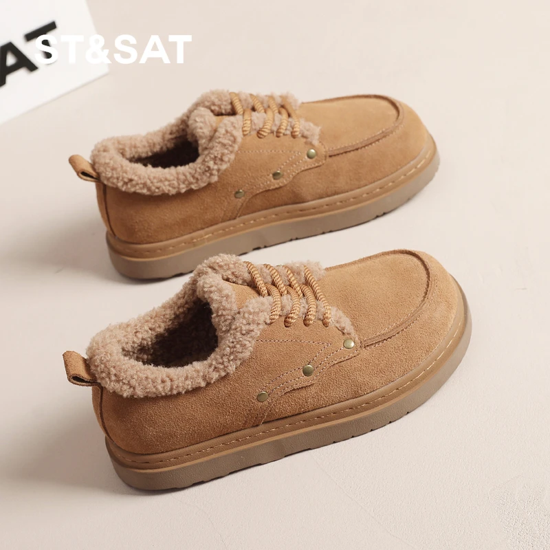 星期六2025新款冬季勃肯鞋雪地鞋保暖休闲板鞋加厚防寒防滑毛毛鞋