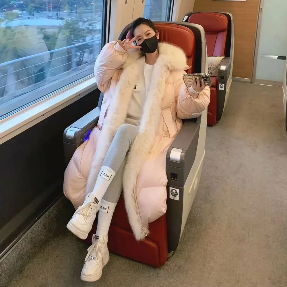 长款宽松羽绒棉服女冬季新款设计感小众可拆卸大毛领过膝保暖外套