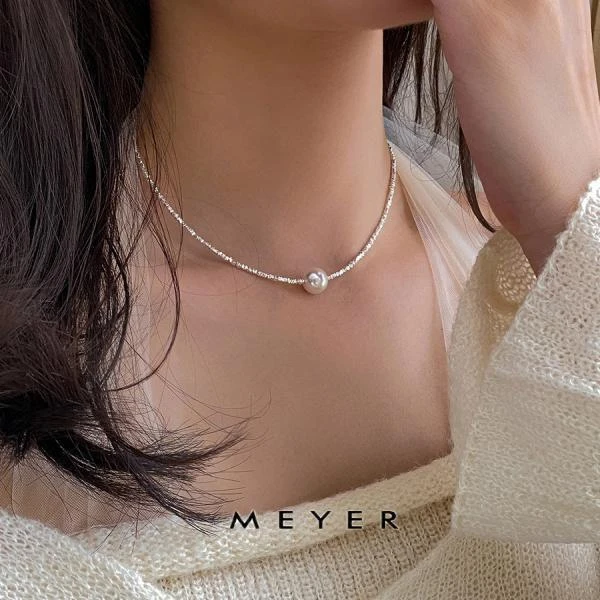 MEYER 链子925银  【碎银子】设计感简约高级款施华洛水晶珠项链