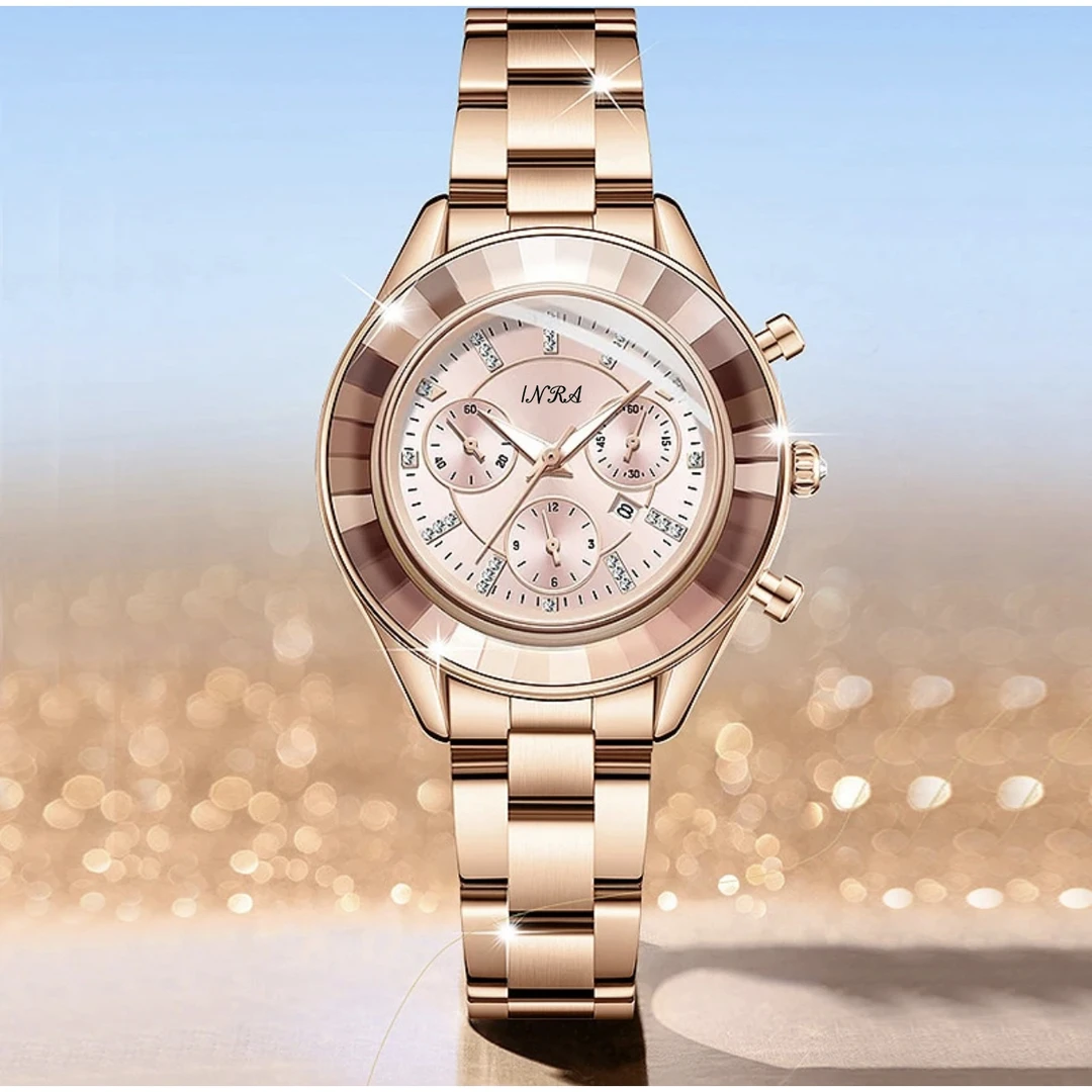 时尚轻奢复古风小众轻奢钢带腕表 玫瑰金 6615