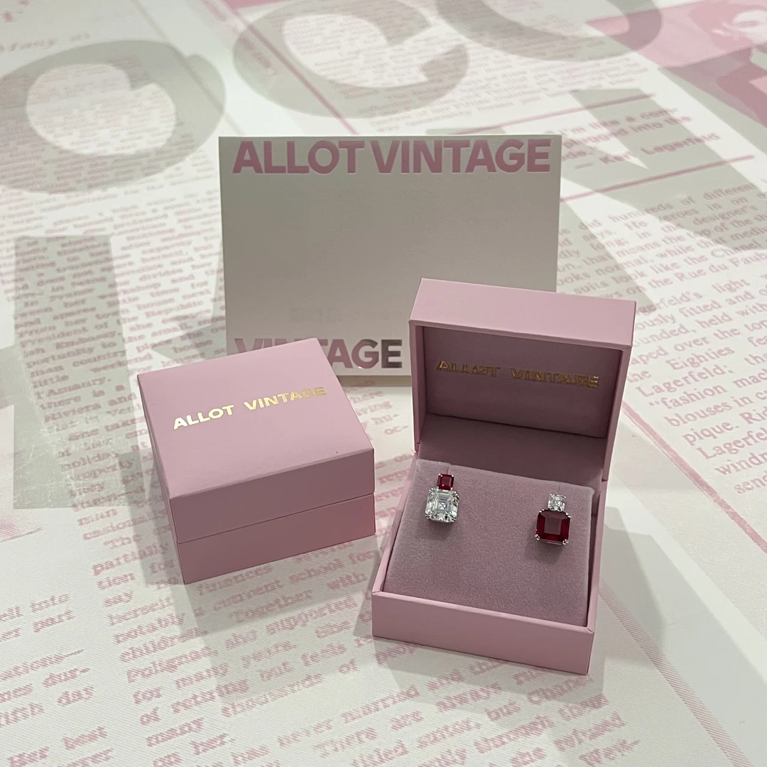 925银合成锆石耳饰 红白鸳鸯阿斯切耳钉