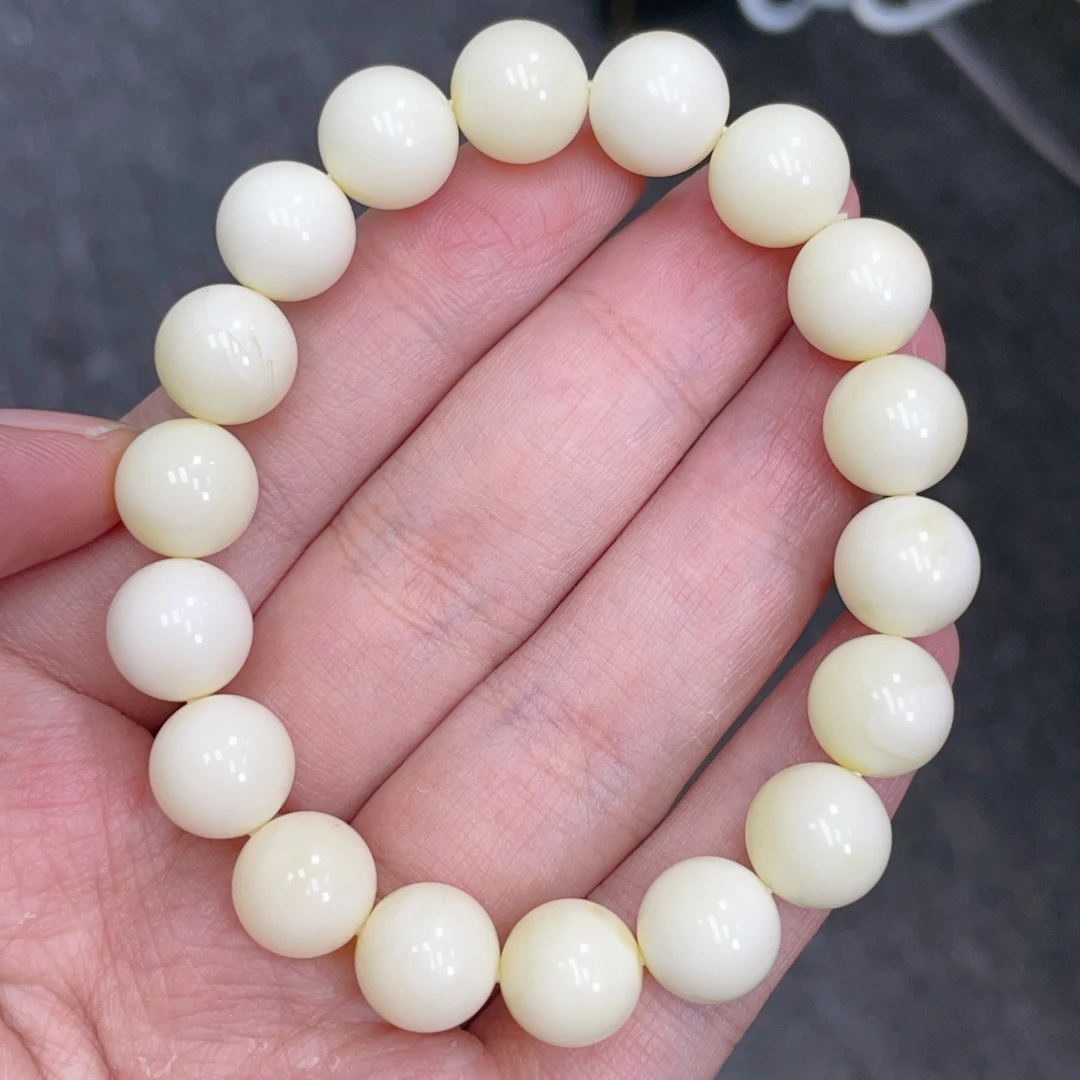白蜡瓷白10➕蜜蜡圆珠手串