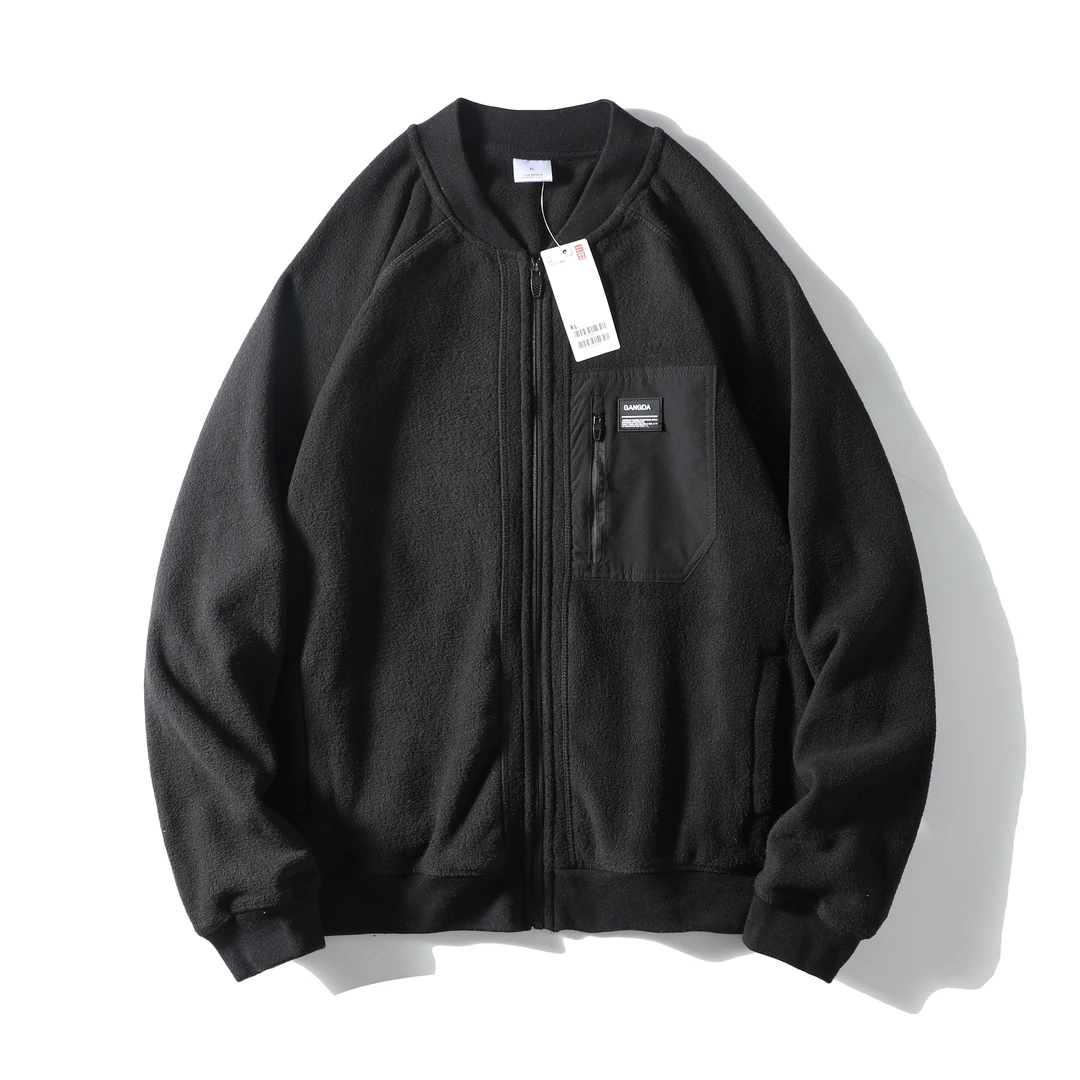 细摇粒绒！情侣薄款拼接工装摇粒绒外套夹克秋户外加绒百搭夹克