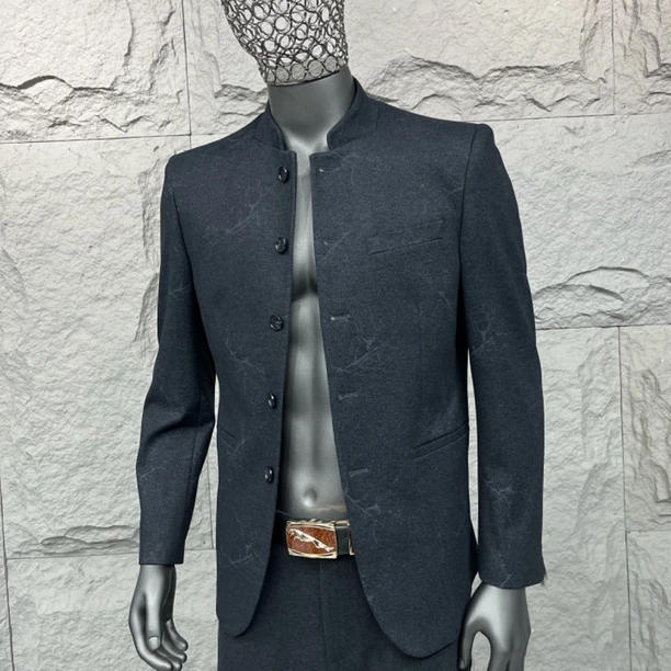 【立领西服】9987款高端刺骨绒拉毛男士秋冬商务正装立领西服