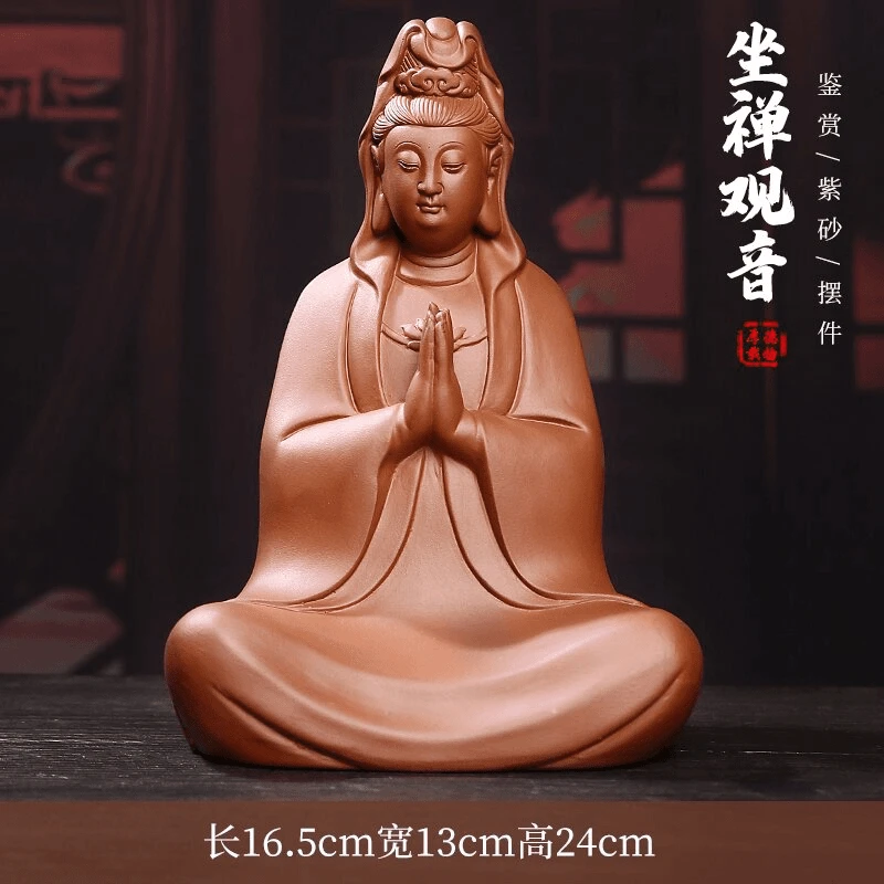 精品紫砂创意茶宠人物佛像观音雕塑禅坐陶瓷茶玩茶艺茶盘摆件原矿