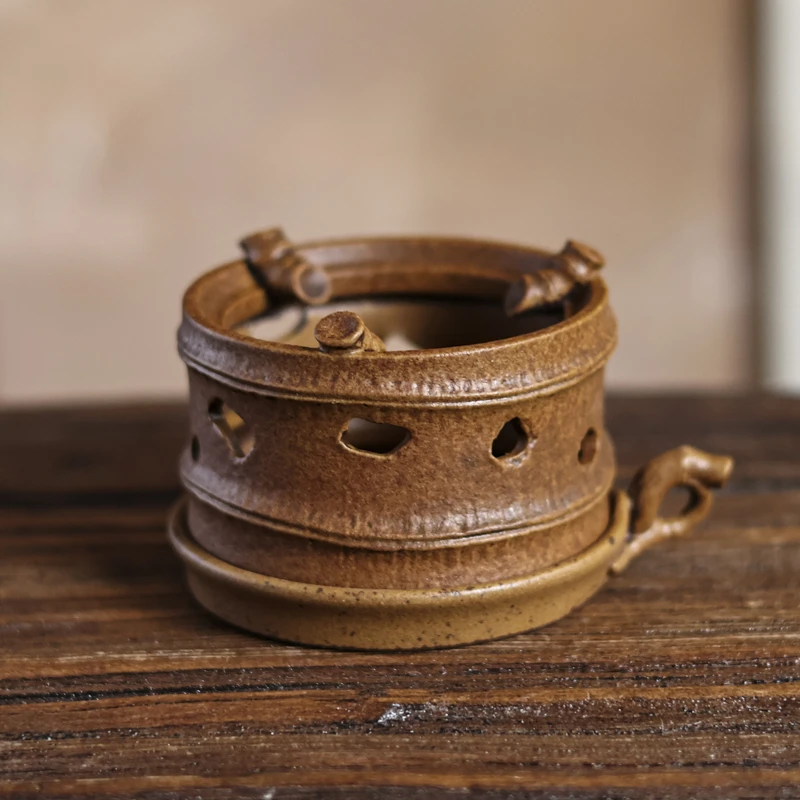 【芸漓斋】灰念酱釉陶瓷菉竹蜡烛炉全手工家用粗陶（Q2861）日式个性