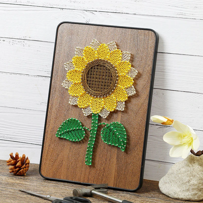 【创意礼品】向日葵钉子绕线画手工diy送朋友闺蜜礼物材料包成品