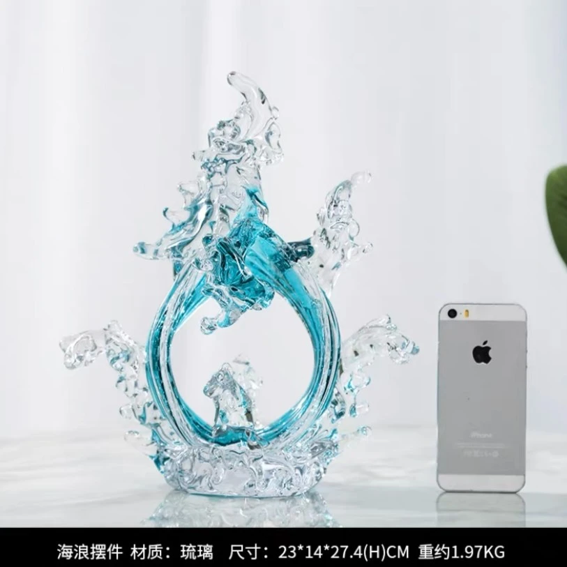 现代轻奢水晶琉璃抽象艺术摆件财源滚滚玄关电视柜酒柜水晶摆设