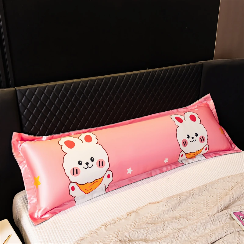 夏季凉爽冰丝枕套双人长枕头套1.5米长款家用情侣1.2m1.8长枕芯套