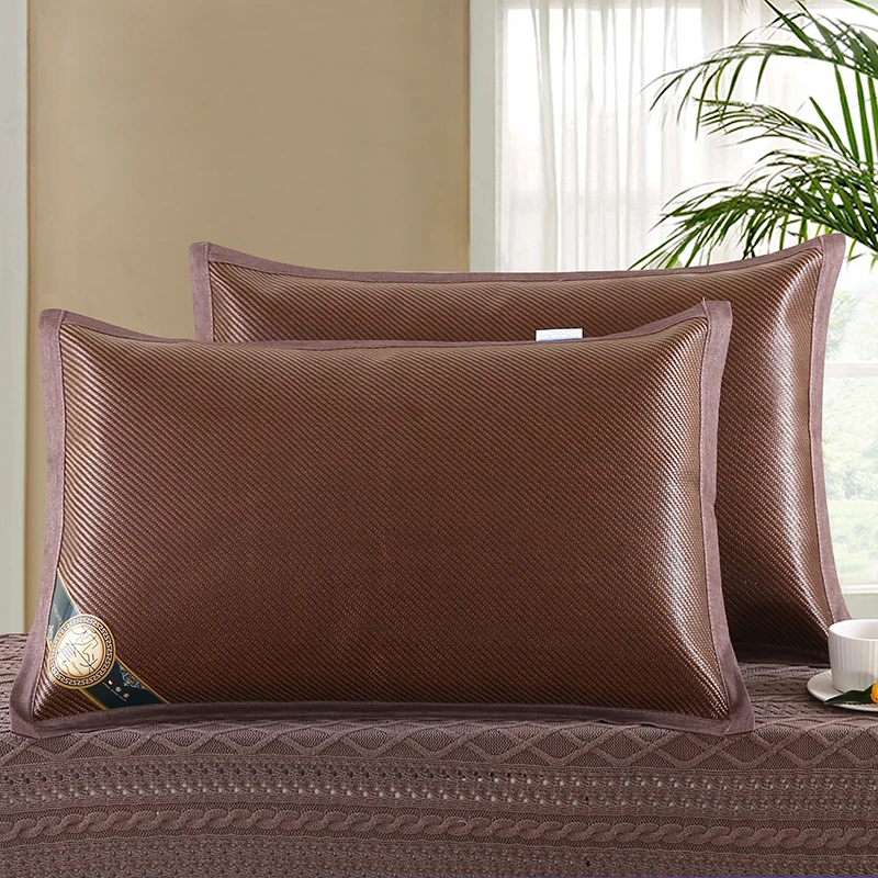 夏季凉席枕套成人藤枕芯套单人冰丝枕头套凉爽竹枕席单只装家用