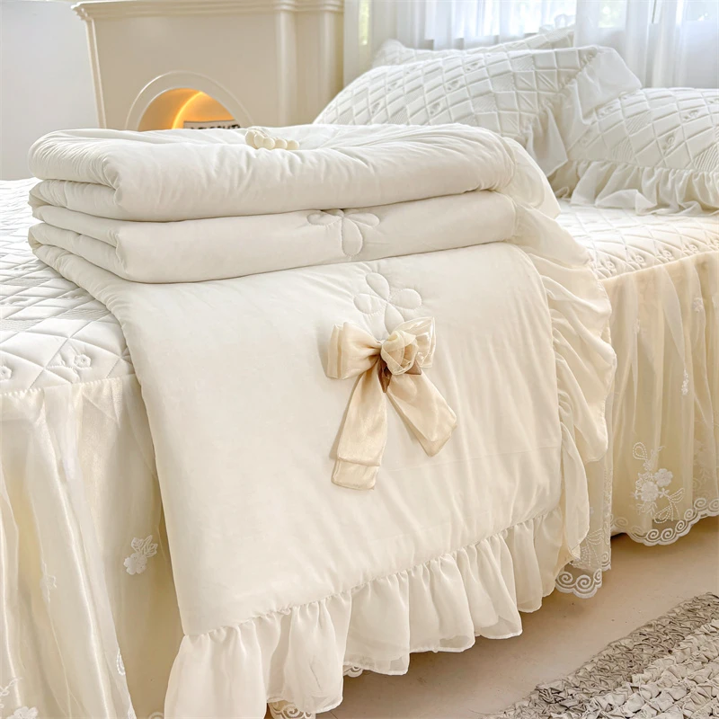 公主风床裙款乳胶凉席夏凉被四件套夏季冰丝席床罩空调被可机水洗