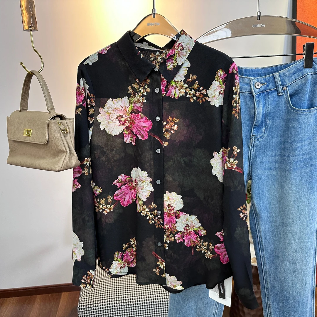 原创新款（浪漫主义）长袖碎花气质优雅减龄显瘦高级感印花女衬衣