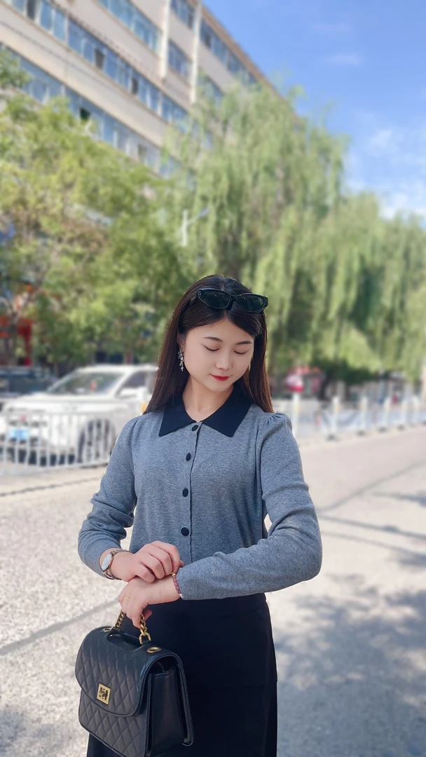 polo领气质针织长袖