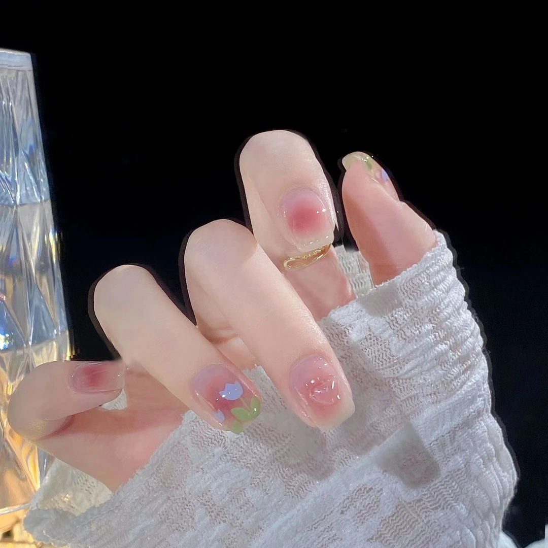 60【短款蜜桃腮红郁金香】可拆卸穿戴甲