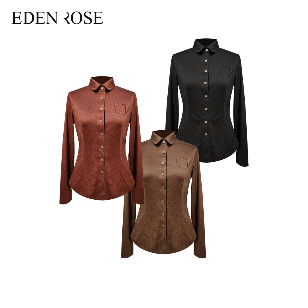 EDENROSE【阳阳专属】EX23LD8118百搭显瘦可水洗绵羊毛针织衬衫