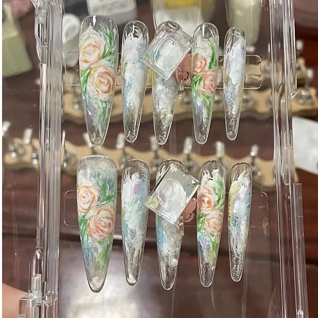 【油画玫瑰】纯手工穿戴甲
